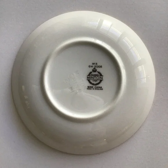 Minton English Bone China Tiger Lilly Trinket Dish Blue & Yellow Floral Vintage - Picture 3 of 10